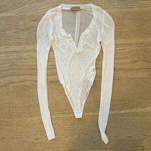 Aya Muse White Mesh Clara Long Sleeve Bodysuit
